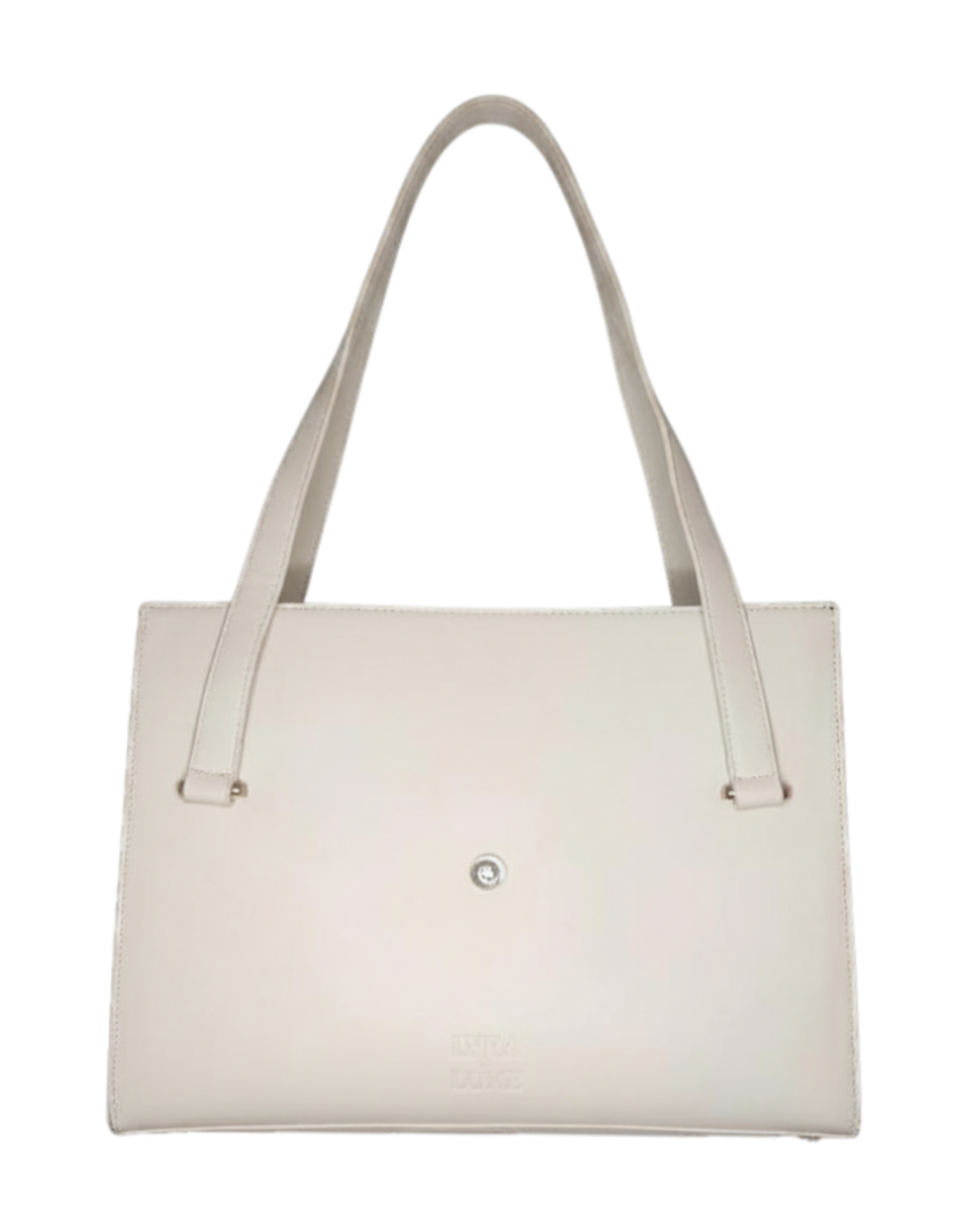 White handbag with a strap on a white background