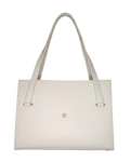 White handbag with a strap on a white background