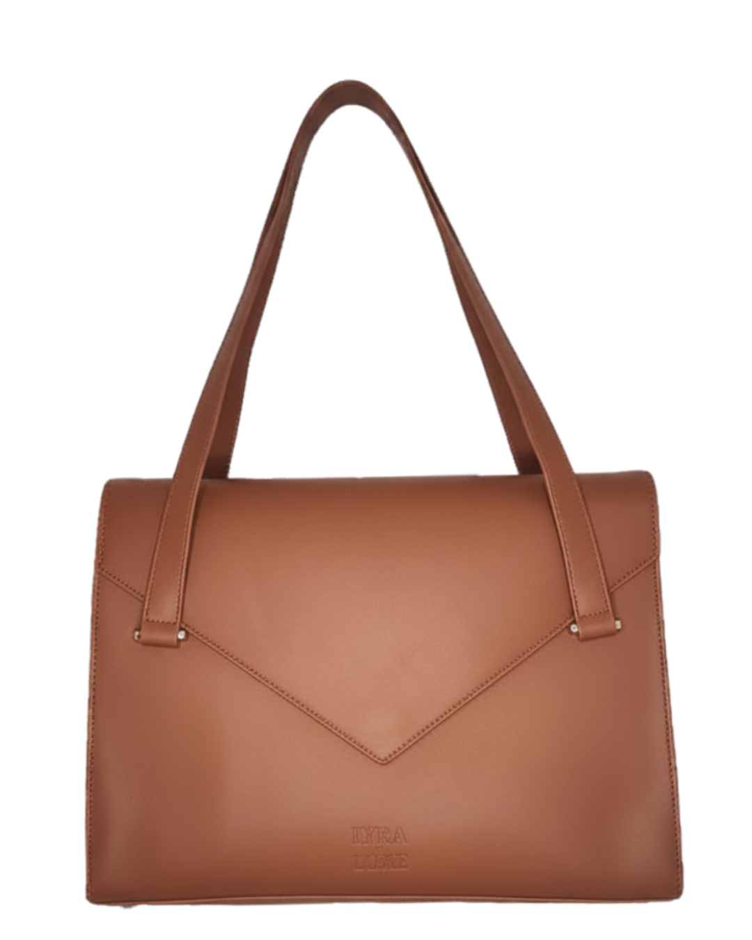 Brown handbag on a white background