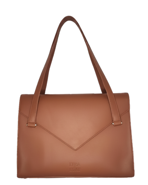 Brown handbag on a white background