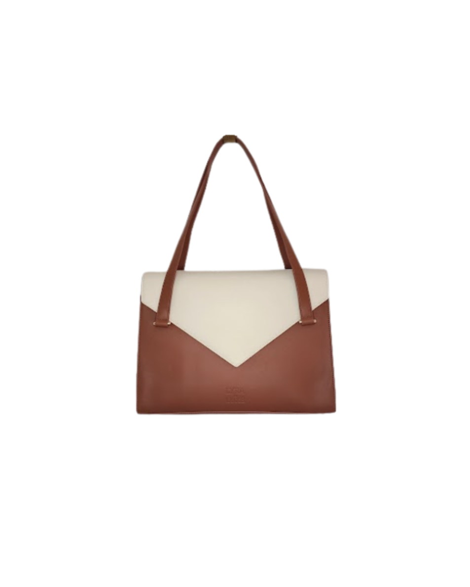Brown and White shoulder bag