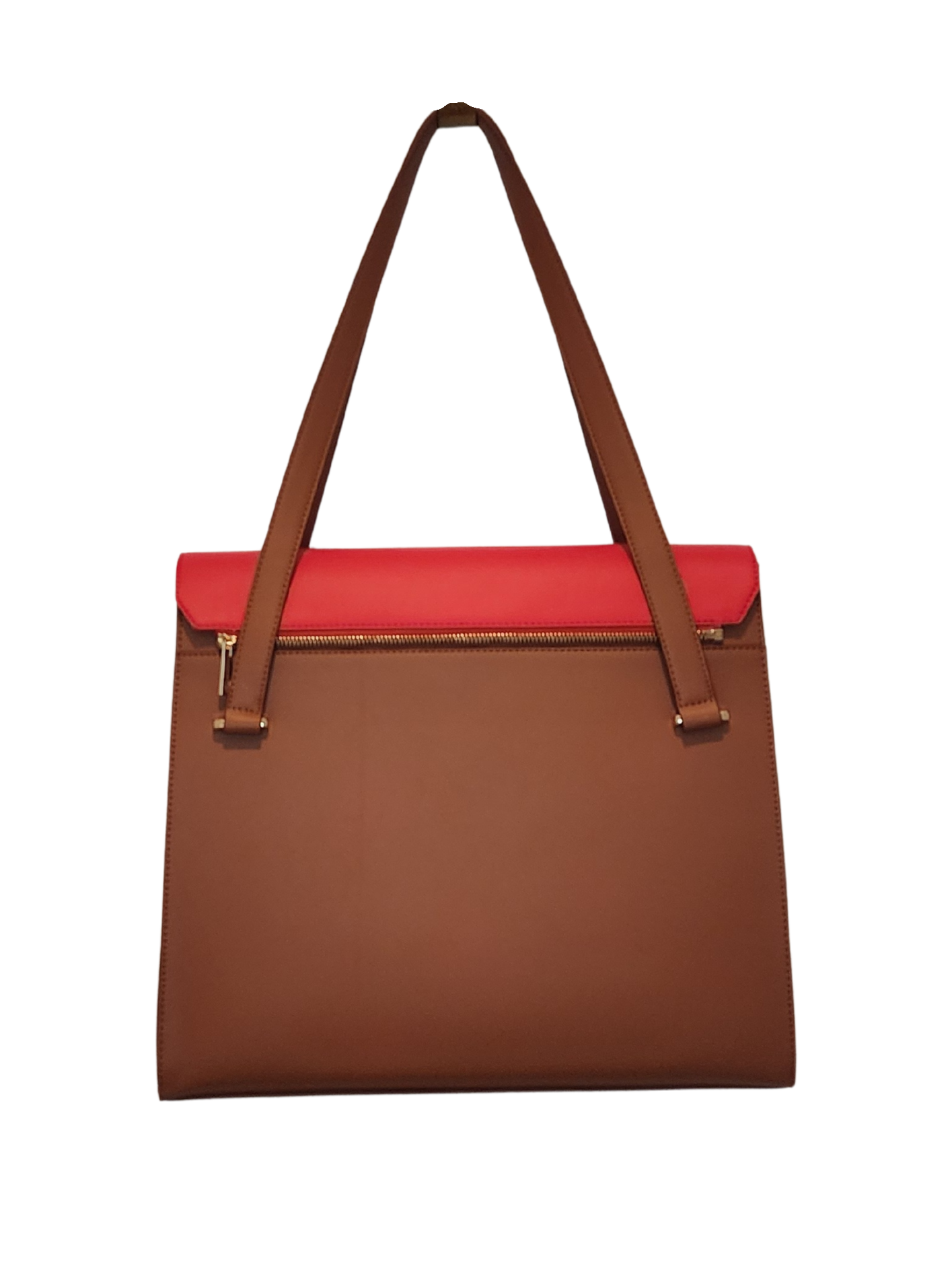 back of bag with zipper to attach red flap